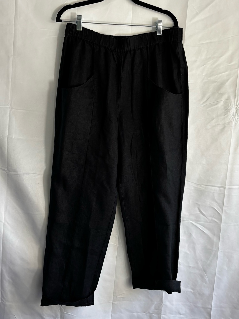 women's Black Quince Linen Casual Pants